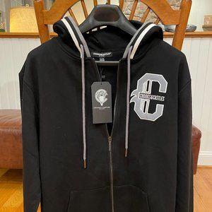 Crooks & Castles full zip sweatshirt black NOS mint condition collegiate